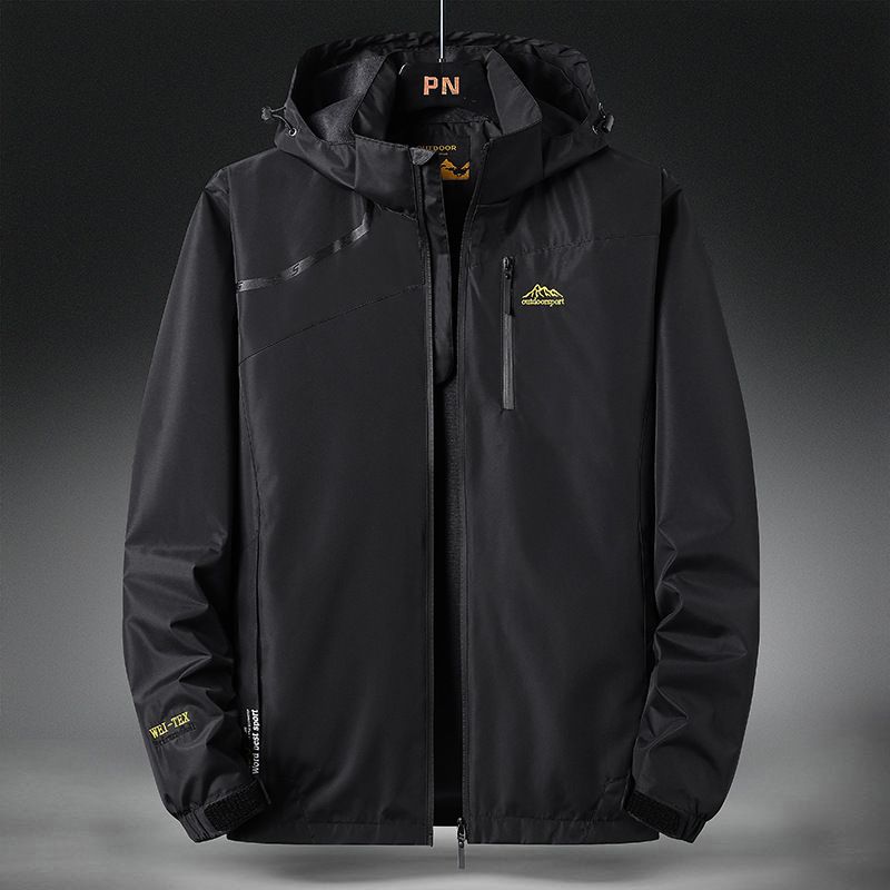 Men's Lightweight Waterproof Windbreaker Jacket For Hiking Skiing Outdoor Sports - Breathable Hooded Raincoat With Zipper Pockets (Black, M)_desvips.com
