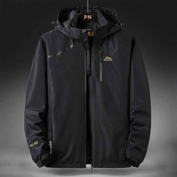 Men's Lightweight Waterproof Windbreaker Jacket For Hiking Skiing Outdoor Sports - Breathable Hooded Raincoat With Zipper Pockets (Black, M)_desvips.com