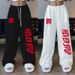 Street Style Sports Jazz Hip Hop Dance High Waist Straight Wide-Leg Long Pants In Stock_desvips.com