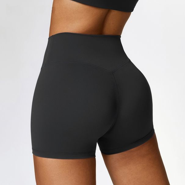 European American Style Nude-feel Tight Yoga Shorts, Unisex, High-waisted, Tummy-controlling, Elastic, Butt-lifting, For_desvips.com