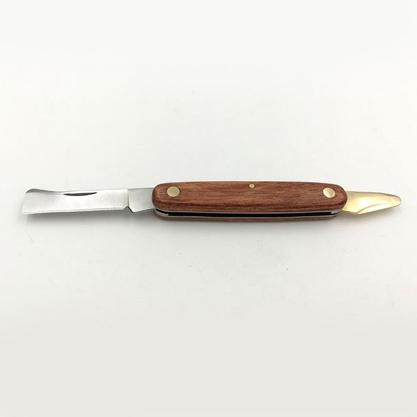 Electrician's Grafting Pocket Wooden Handle Knife, Double-edged Folding Knife_desvips.com