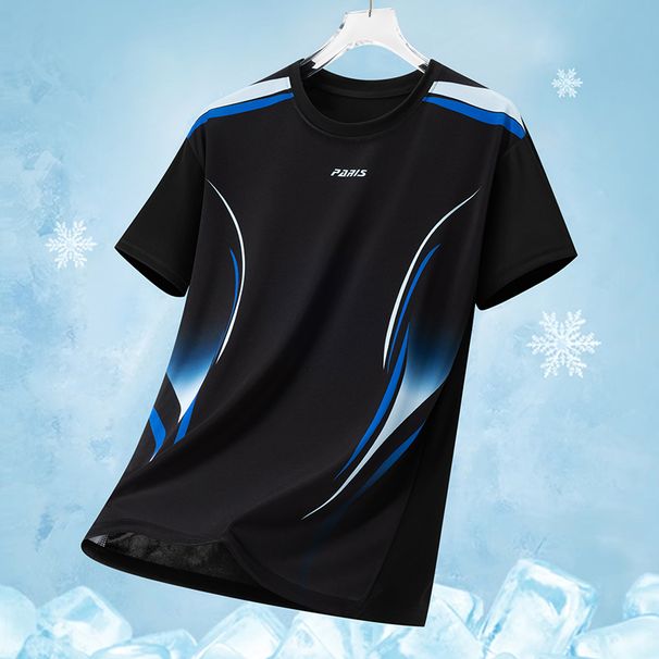 Summer Gradient Ice Silk Round Neck Quick Dry Sport T-Shirt Men Women Outdoor Running Training Lightweight Breathable_desvips.com