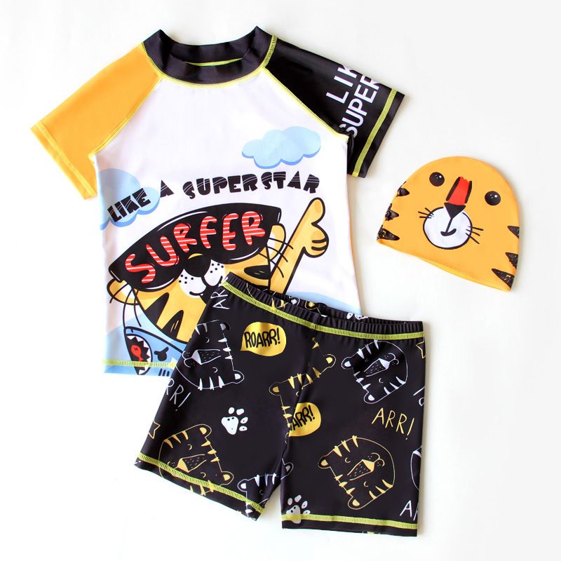 New Children's Swimsuit, One-piece Two-piece, For Kids Aged 3-12, Boys And Girls, Student Swimming Training Set_desvips.com