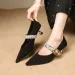 High Heel Sandals For Women: Elegant France-Style Pointed Toe Strappy Stilettos Black A6cb_desvips.com