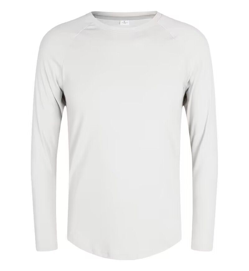 Men's Clothing Long-Sleeved Sports T-Shirt Cotton Training Suit Casual Thin Top Running Fitness Bottom_desvips.com