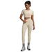 Women's Spring/Summer Seamless Yoga Suit Quick Drying Solid Color European American Style Short Sleeved Running Sports Fitness Two Piece Set_desvips.com