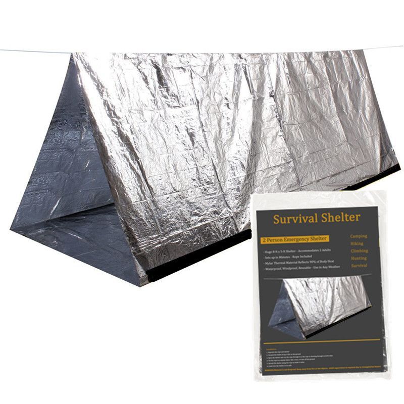 Emergency Survival Tent Windproof Cold Weather Shelter For Camping Hiking Lightweight Reflective Thermal Blanket Sun Shade Windbreak For Outdoor_desvips.com