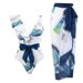 New One-piece Triangle Swimsuit For Women With Floral Slimming Chiffon Long Skirt Beach Bikini_desvips.com