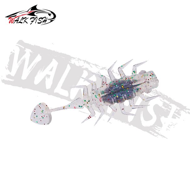 WALK FISH 5 Pieces/Lot Small Paddle T Tail Soft Bait Floating Fishing Lure 5cm 1.8g Artificial Fishing Lures With Laser Sequins_desvips.com