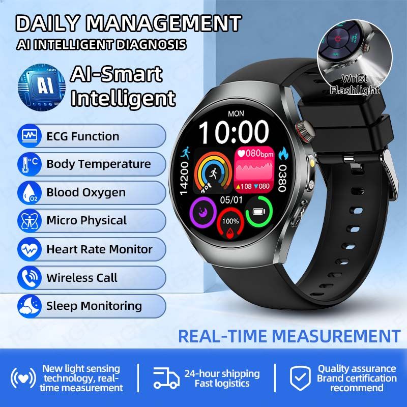 LIGE 2026 New Nursing Grade Health Smartwatch ECG+PPG Blood Lipid Uric Acid BMI Body Temperature Bluetooth Call Smart_desvips.com
