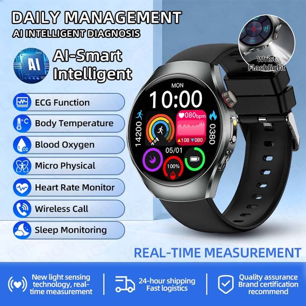 LIGE 2026 New Nursing Grade Health Smartwatch ECG+PPG Blood Lipid Uric Acid BMI Body Temperature Bluetooth Call Smart_desvips.com