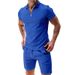 Summer Men's Polo Casual Loose Short Sleeve Shorts Sports Set_desvips.com
