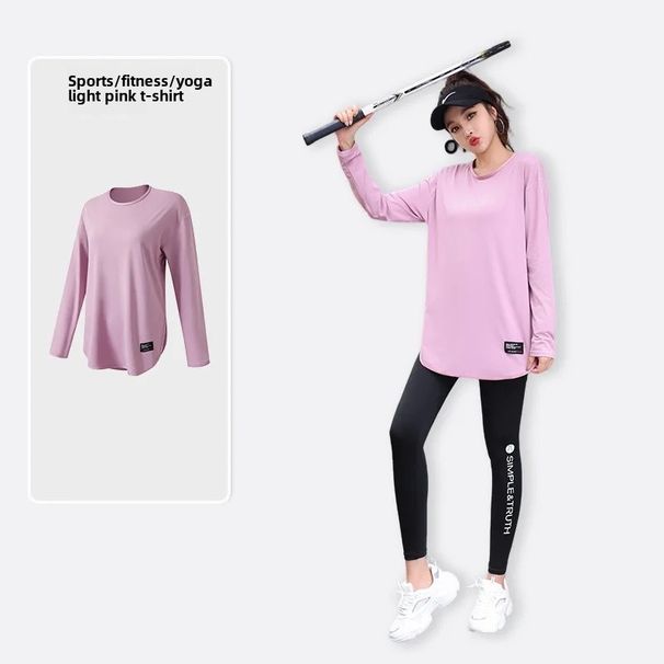 Loose Fitting Yoga Fitness Clothes Set Running Gym Large Size Conceal Belly Slimming Korean Style Sports Wear For Women_desvips.com