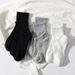 White Women's Boat Socks, Black Men's Mid Tube Solid Color Cotton Socks, Versatile Basketball Sports Shallow Mouth Design Socks_desvips.com
