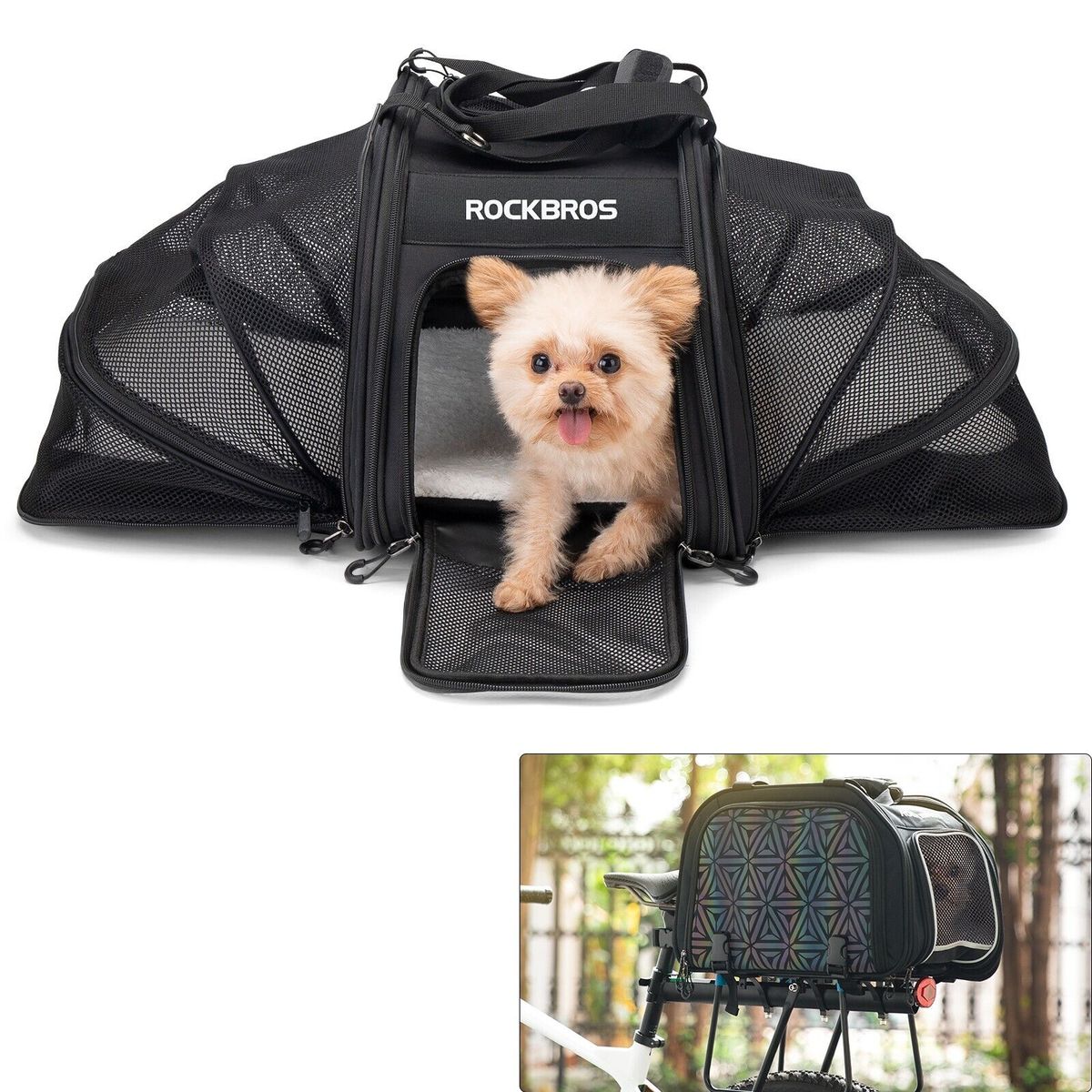 ROCKBROS Pet Carrier Bag Transparent Pet Bag Bicycle Breathable_desvips.com