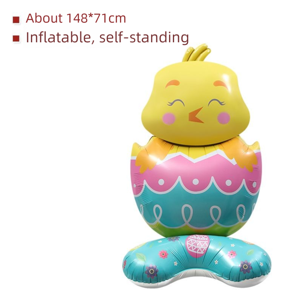 Easter Party Decoration Photo Props Toy Extra Large 4D Standing Eggshell Chick Bunny Balloon_desvips.com