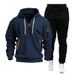 Autumn Winter Sports Sweatshirt Set For Men With Multiple Pockets And Zipper Hoodie Sportswear Sweatpants_desvips.com