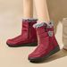 Women's Winter Snow Boots With Fleece Lining - Warm Slip-Resistant Casual Shoes For Cold Weather (Black/Red, Sizes 36-44)_desvips.com