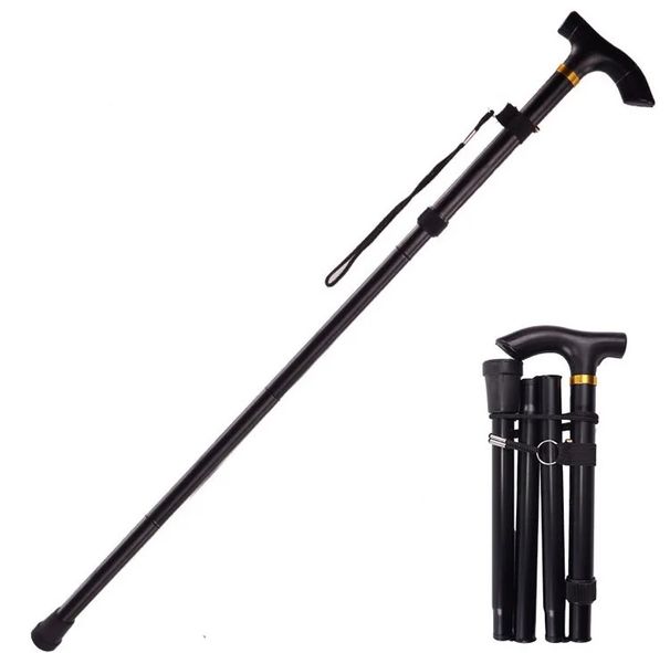 MELEDE Telescopic Walking Stick Outdoor Hiking Trekking Poles Aluminum Alloy Metal Folding Cane Crutches Pole For Elderly People_desvips.com