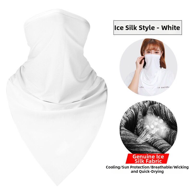 Ice Silk Sun Protection Face Mask For Men Breathable Mesh UV Protection Cycling Headband Sports Ear Loops Triangle Magic Headband_desvips.com