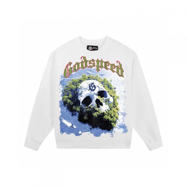 High Street Skull Print Sweatshirt, Round Neck, Loose Fit, Unisex, Long Sleeve, New Heavy Cotton_desvips.com
