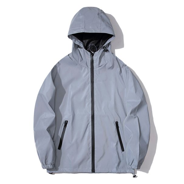 NEW SIZE Night Reflective Jackets Double Fabric Windbreaker Hooded Jacket Men Hip Hop Dancer Waterproof Zipper Coats_desvips.com