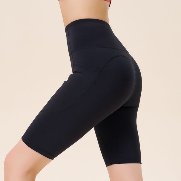 New Sports Fitness Yoga Quick-Dry Barely-There Peach Lift High Waist Comfortable Pocket Five-Point Shorts For Women_desvips.com