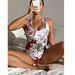 Women's Floral Print One-Piece Swimsuit - Sexy High-Cut Monokini With Adjustable Straps & Tummy Control (Quick Dry & UPF 50+)_desvips.com