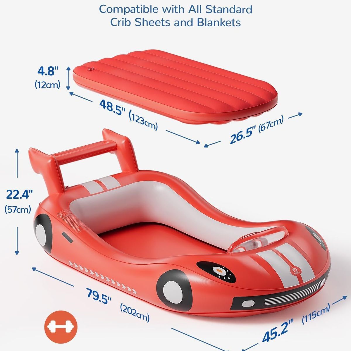 Inflatable Children's Bed Household Crib Outdoor Portable Flocking Bed Indoor Mattress Anti Fall Guardrail Baby Mattress_desvips.com