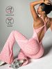 Women's Leopard Print Crossover Back Flared Onesie Yoga Suit European American Style Fitness Sports Casual Outerwear_desvips.com