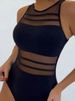 Fashion Sexy Backless Solid Color Mesh Splicing Thin Meat Shielding One-piece Women's Swimsuit_desvips.com