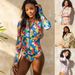 One-Piece Suits New Long Sleeved Surfing Suit Women's One Piece Printed Swimsuit Zipper Diving Suit Swimsuit Hot Style_desvips.com