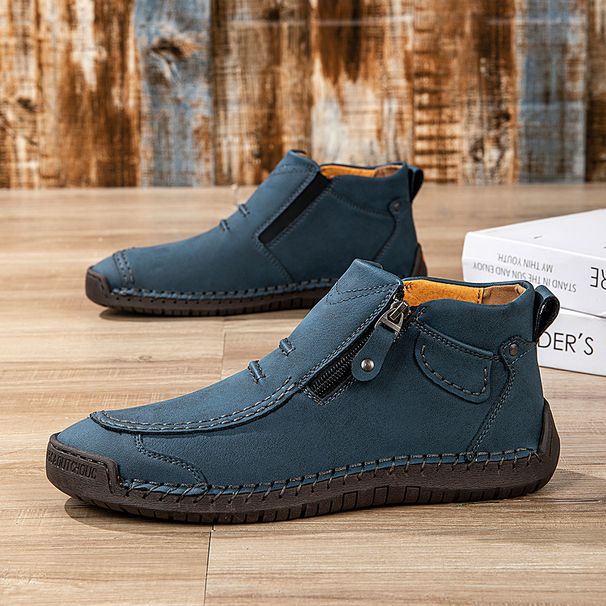 New Autumn Handmade Outdoor Design Sneakers Man Breathable Casual Leather Shoes Men Ankle Boots Fall Plus Size_desvips.com