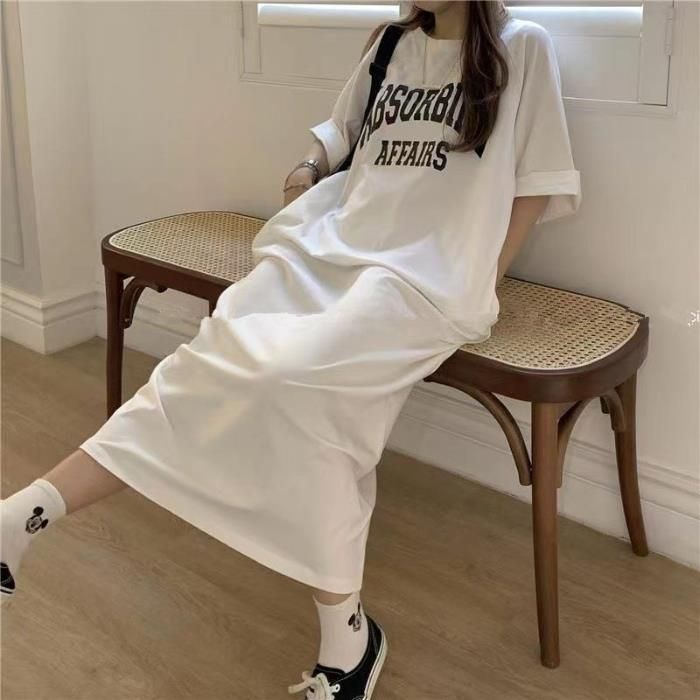 Korean-style Loose-fitting Mid-length Short-sleeve T-shirt Plus Size, Casual, Age-reducing, For Plus-size Women,_desvips.com