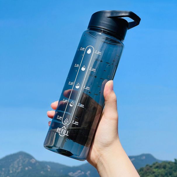 Plastic water cup anti-fall simple with straw large capacity kettle portable fitness cup_desvips.com