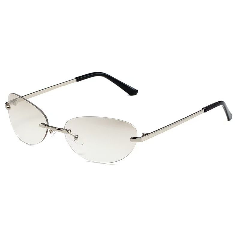 Frameless Metal Oval Mercury UV400 Sunglasses, Retro American Style, Designed For Trendy Women, Suitable For Outdoor Driving, Walking, And Climbing_desvips.com