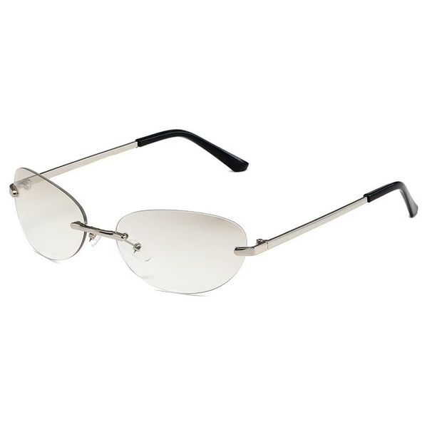 Frameless Metal Oval Mercury UV400 Sunglasses, Retro American Style, Designed For Trendy Women, Suitable For Outdoor Driving, Walking, And Climbing_desvips.com