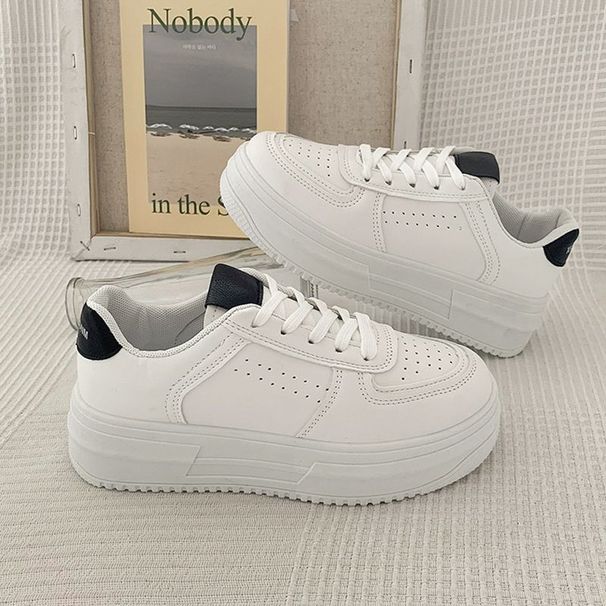 Internet Celebrity Popular White For Women 2024 Spring New All-match Platform Thick-soled Sports Casual Shoes College_desvips.com