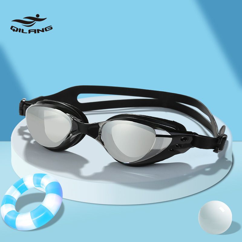 Swimming Waterproof Anti-Fog Electroplated Clear HD Unisex Large Frame Boxed Adult Swim Goggles_desvips.com