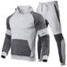 New Autumn Winter Men's Casual Multi-Splicing Fleece Drop Shoulder Hoodie Set Fashion Sports Suit_desvips.com