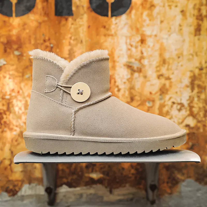 EBV Designer Hot Free Shipping High Quality Cowhide Winter Snow Boots Anti Slip Thick Button Fashion Cotton Shoes For_desvips.com