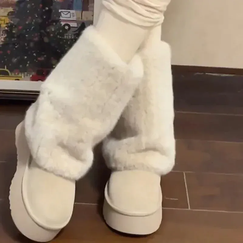 Winter Platform Apartment Warm Snow Fashion Sliding On Largas Boots Womens Comfortable Outdoor Add Cotton Shoes 241022_desvips.com