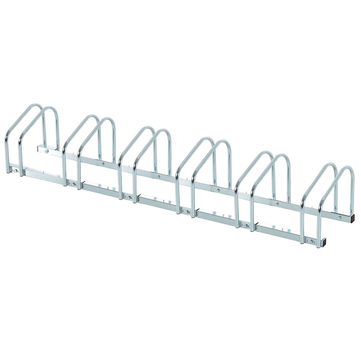 Rastrelliera Portabiciclette Parcheggio Per 6 Biciclette In Acciaio, 179x33x27 Cm, Argento_desvips.com