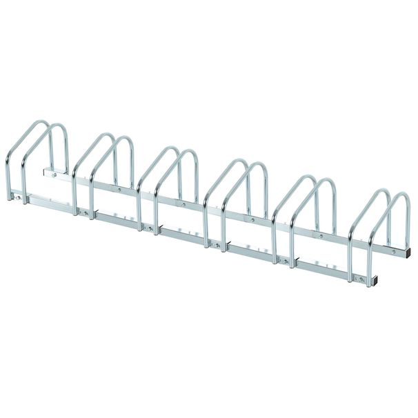 Rastrelliera Portabiciclette Parcheggio Per 6 Biciclette In Acciaio, 179x33x27 Cm, Argento_desvips.com
