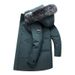 Exclusive New Down For Men, Mid-Length Fashionable Hooded Jacket With Large Fur Collar, Winter Thickened_desvips.com