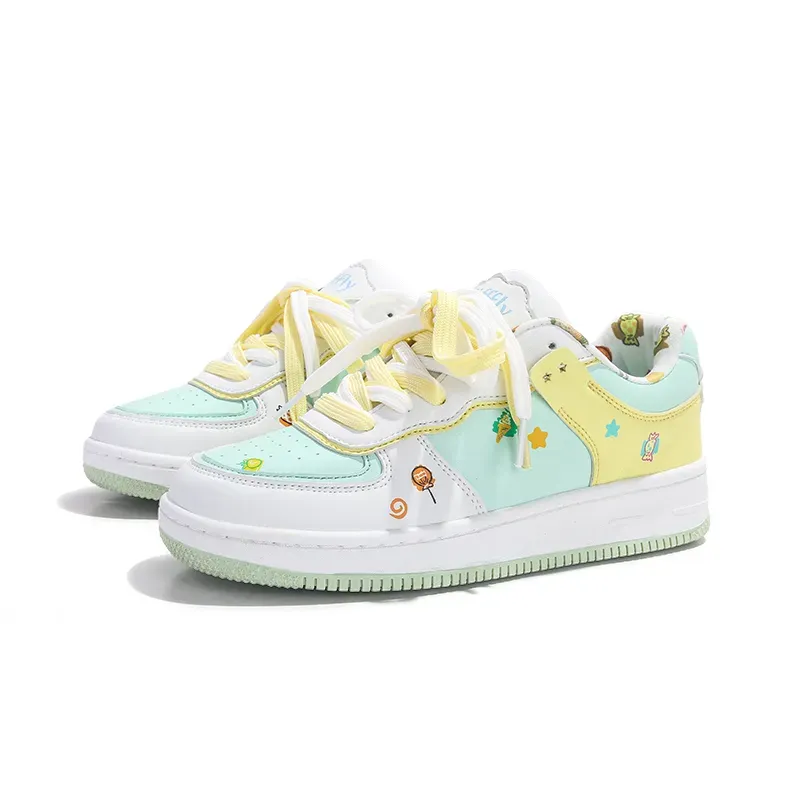 withoutbox Free Shipping Jifffly Skateboard 2025 New Summer White Shoes For Girls Students With Thick Sole And Versatile_desvips.com
