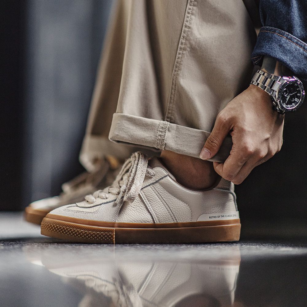 Maden New Full Grain Leather Comfortable Training For Men Daily Versatile Breathable Low Top Sneakers Outdoor Casual_desvips.com
