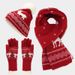 Cozy Christmas Knit Set - Reindeer Pattern Scarf, Hat & Gloves For Winter Warmth (Available In Fingerless & Full-Finger Styles, Multiple Colors)_desvips.com