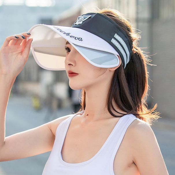 Women's Two-tone Visor Summer Large-brimmed Sun Protection Hat, Outdoor Women's Cycling And Beach Face-shading Cool Hat_desvips.com