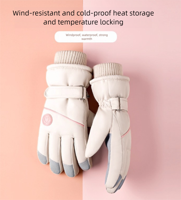 Ski Winter Women Outdoor Riding Windproof Cold-proof Plus Velvet Thickened Warm Non-slip Touch Screen Gloves_desvips.com